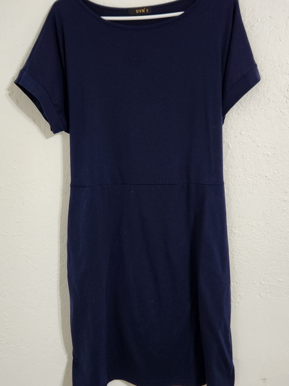 Navy Short-Sleeve Shift Dress